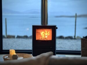 Wood burner with sea views